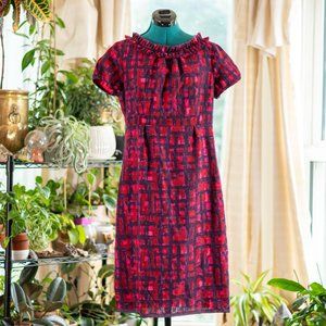 Boden Red and Blue Midi Dress